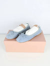 Suede Ballerina Flats Astral Blue 36 - MIU MIU - BALAAN 9