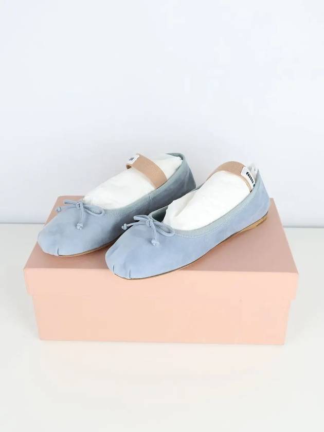 Suede Ballerina Flats Astral Blue 36 - MIU MIU - BALAAN 9