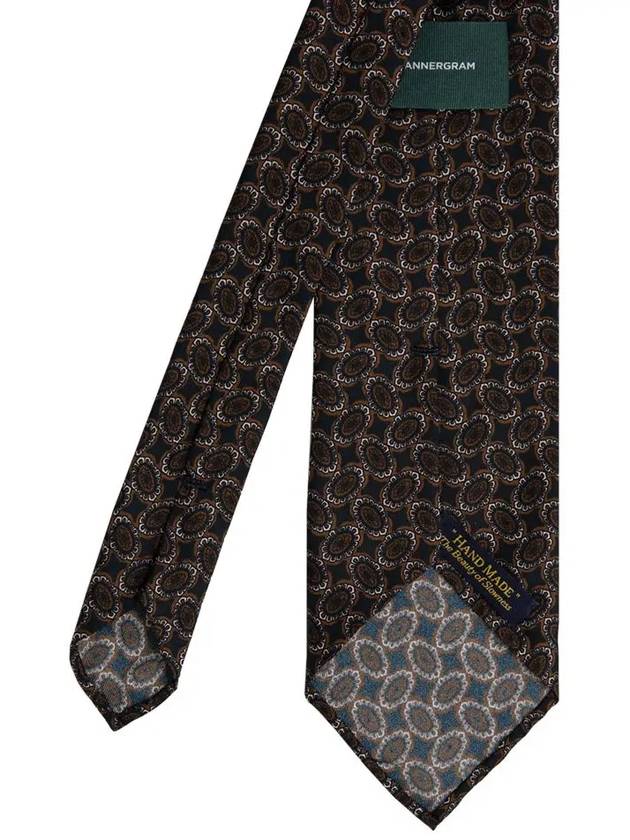 Como Silk Spoderato Flower Bean All-Over Tie Navy Brown - MANNERGRAM - BALAAN 5