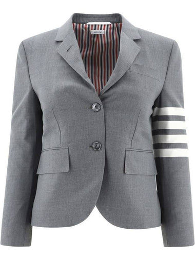 Plain Weave Suiting Classic 4 Bar Jacket Medium Grey - THOM BROWNE - BALAAN 1