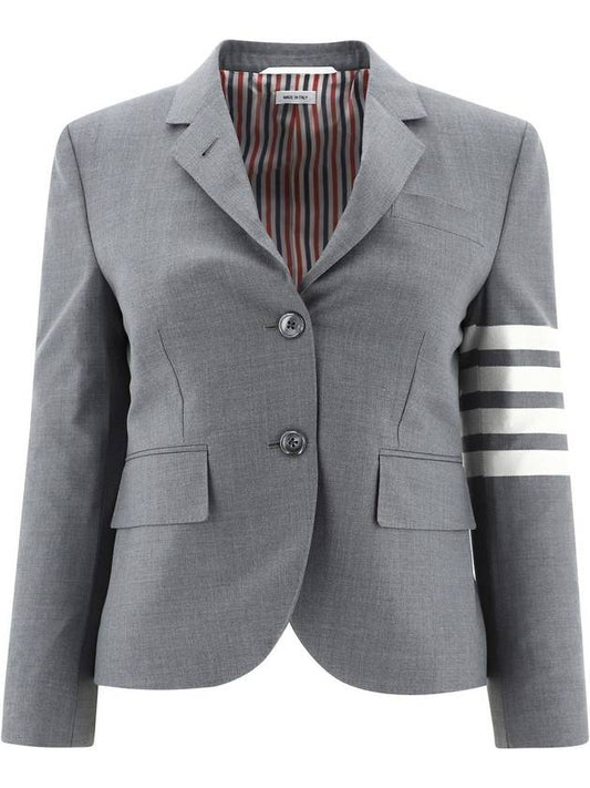 Plain Weave Suiting Classic 4 Bar Jacket Medium Grey - THOM BROWNE - BALAAN 1