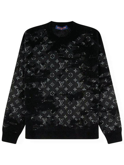 Distressed Monogram Crewneck Wool Blend Knit Top Black - LOUIS VUITTON - BALAAN 2