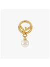 Logo Pearl Pendant Earrings Gold - FENDI - BALAAN 3