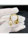 YSL Logo Pearl Ring Aging Brass Gold - SAINT LAURENT - BALAAN 4