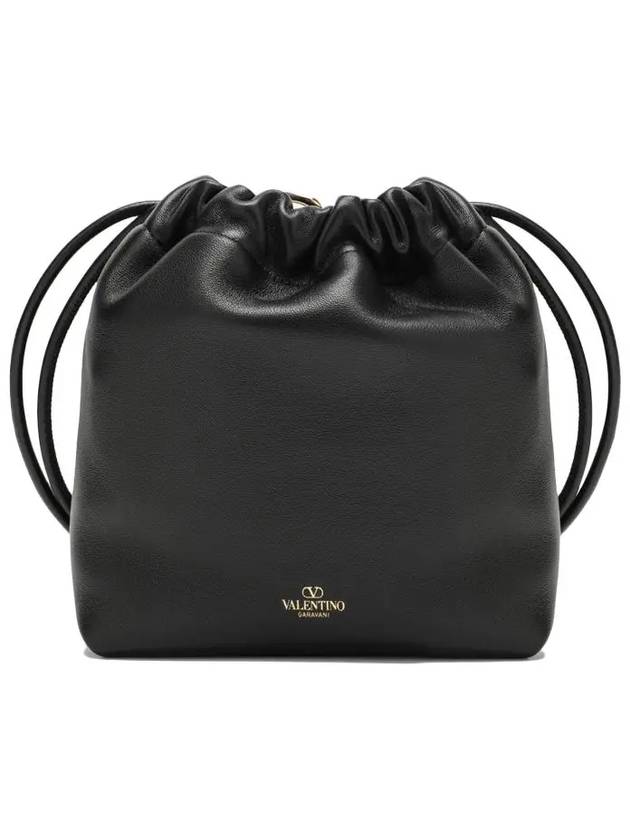 V Logo Pouf Nappa Leather Small Bucket Bag Black - VALENTINO - BALAAN 5