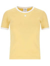 Contrast Trimming Logo Patch Short Sleeve T-shirt Yellow - COURREGES - BALAAN 3