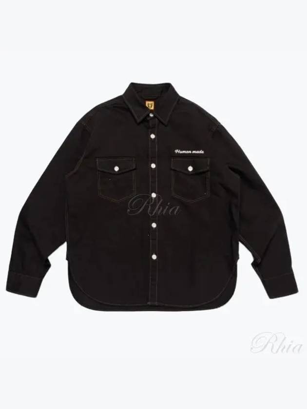 Cotton Twill Long Sleeve Shirt Black - HUMAN MADE - BALAAN 2