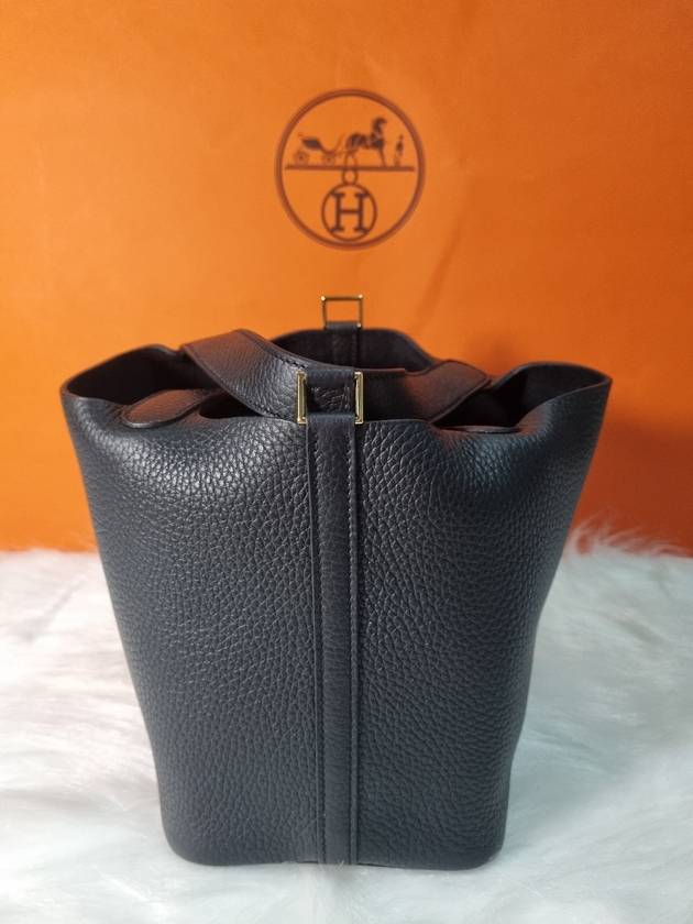 Picotin Rock 18 Tote Bag Black Gold - HERMES - BALAAN 4