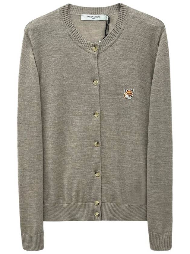 Fox Head Patch Adjusted Round Neck Cardigan Beige Melange - MAISON KITSUNE - BALAAN 2