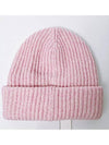 Logo Patch Knit Beanie Pink - GANNI - BALAAN 5