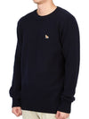 Baby Fox Patch Cosy Round Neck Pullover Wool Knit Top Navy - MAISON KITSUNE - BALAAN 3