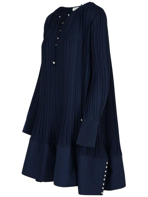 Lanvin 'Pleated' Navy Polyester Dress - LANVIN - BALAAN 2