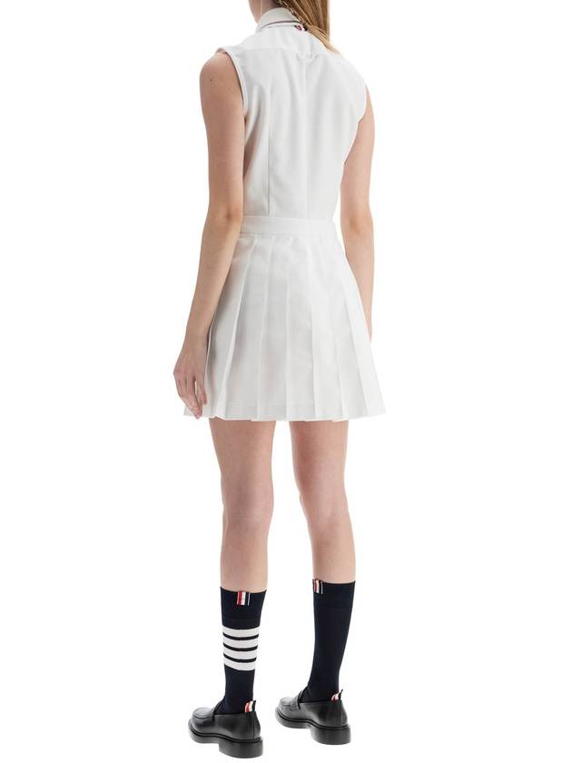 white pleated cotton dress for women - THOM BROWNE - BALAAN 3