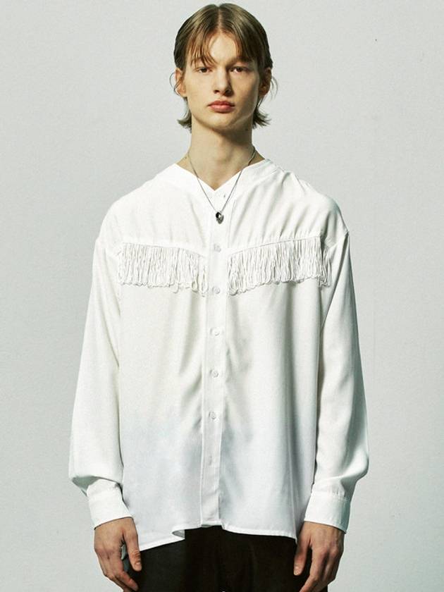 western fringe shirt white - S SY - BALAAN 4
