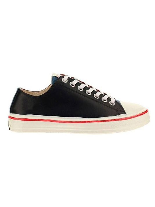 Two-Tone Lace-Up Leather Low-Top Sneakers Black - MARNI - BALAAN 1