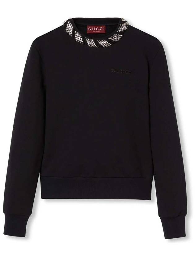 Crew Neck Cotton Sweater Black - GUCCI - BALAAN 2