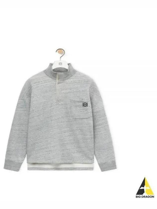 Anagram High Neck Cotton Sweatshirt Grey Melange - LOEWE - BALAAN 2