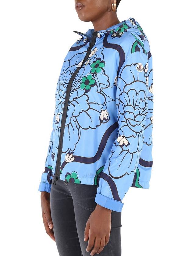 Lil Macro Floral Print Hooded Jacket Blue - MONCLER - BALAAN 4