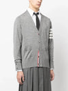 Men's Sustainable Classic Diagonal Wool Cardigan Pale Grey - THOM BROWNE - BALAAN 4