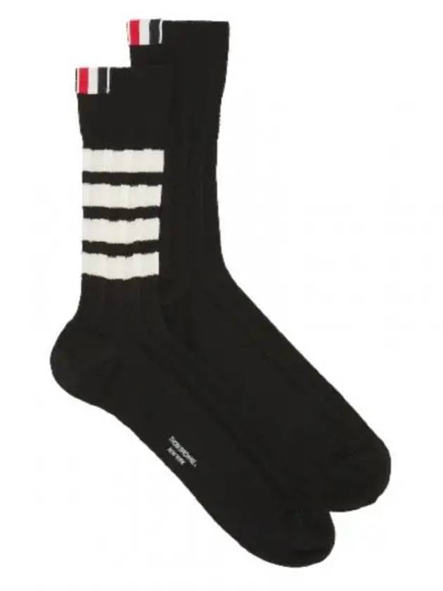 4 Bar Stripe Merino Wool Socks Black Mid Gray MAS136A Y1020 - THOM BROWNE - BALAAN 1