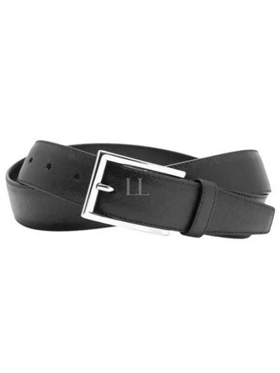 Saffiano Polished Buckle Belt Black - PRADA - BALAAN 2