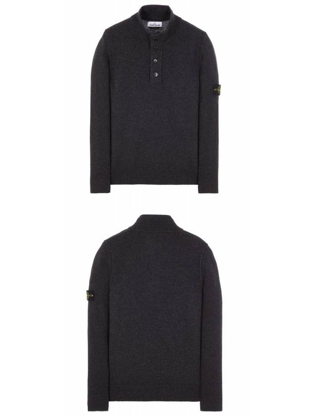 High Neck Half Button Lambswool Knit Top Charcoal - STONE ISLAND - BALAAN 6