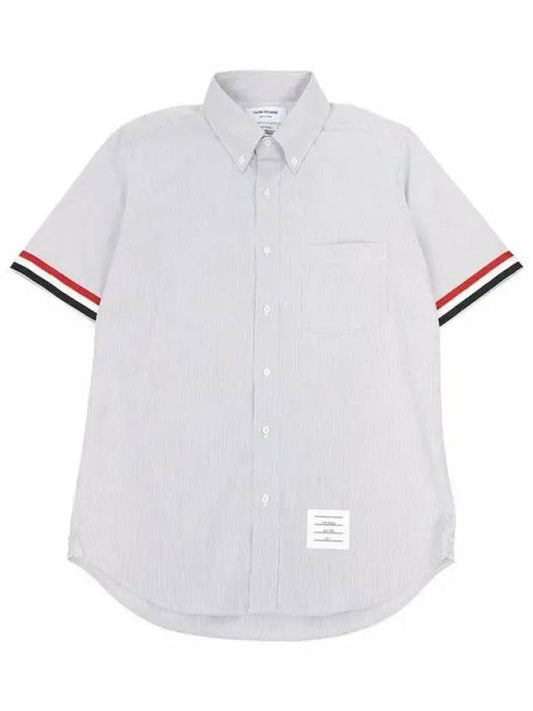 Men's Pincode Armband Short Sleeve Shirt Grey - THOM BROWNE - BALAAN 2