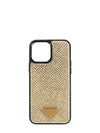 Triangle Logo Rhinestone Iphone 13 Pro Max Phone Case Gold - PRADA - BALAAN 2