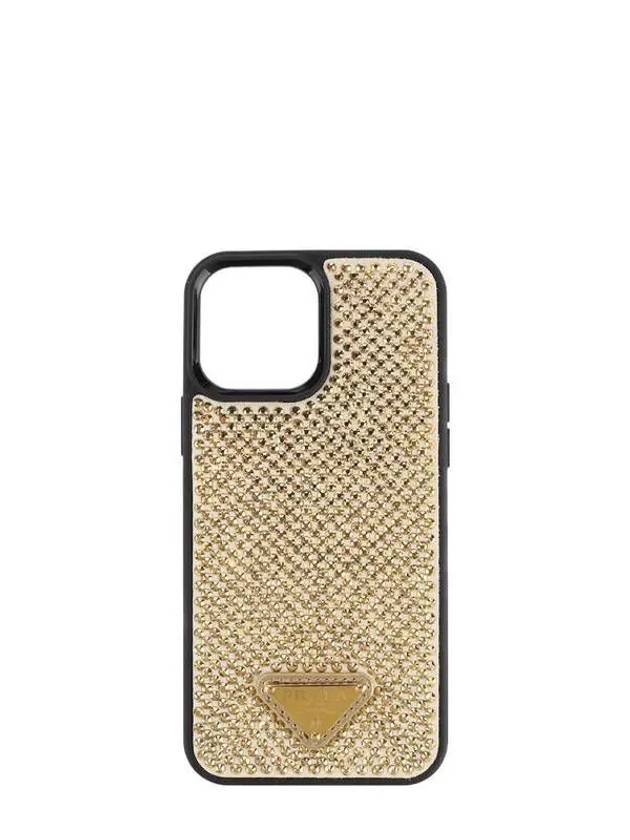 triangle logo rhinestone iPhone 13 Pro Max case gold - PRADA - BALAAN 2