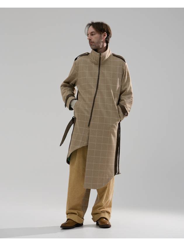 Men's Dancers Runway Checkerd Silk Single Coat Beige - WHYSOCEREALZ - BALAAN 7