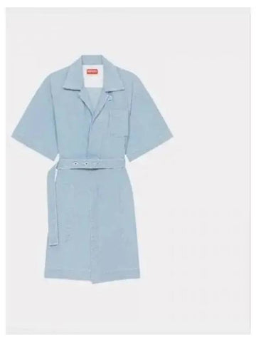 Denim Rab Wrap Dress Bleached Blue FD52DR2476E2DB - KENZO - BALAAN 1