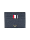 Pebble Calfskin 4-Bar Applique Note Card Wallet Navy - THOM BROWNE - BALAAN 3