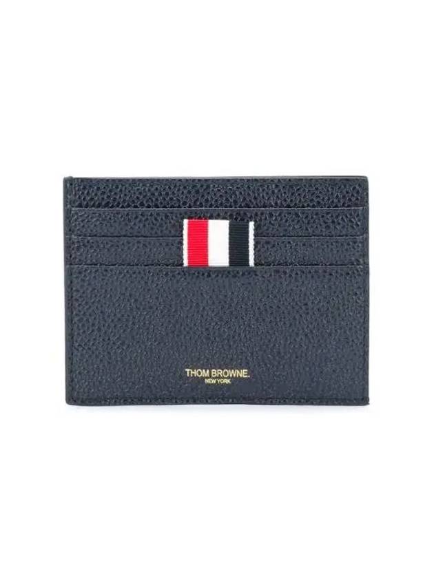 Pebble Calfskin 4-Bar Applique Note Card Wallet Navy - THOM BROWNE - BALAAN 4