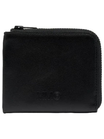 MM6 Logo Zip Around Wallet Black - MAISON MARGIELA - BALAAN 1