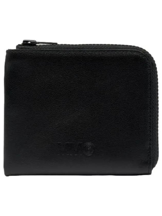 MM6 Logo Zip Around Wallet Black - MAISON MARGIELA - BALAAN 1