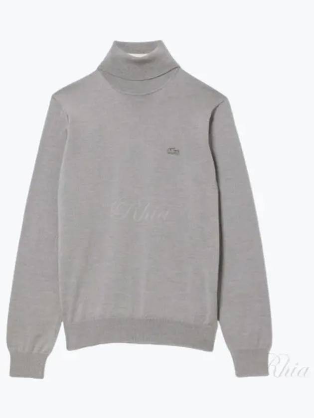 Logo Patch Merino Wool Turtleneck Grey - LACOSTE - BALAAN 2