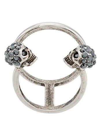 Double Twin Skull Ring Silver - ALEXANDER MCQUEEN - BALAAN 1