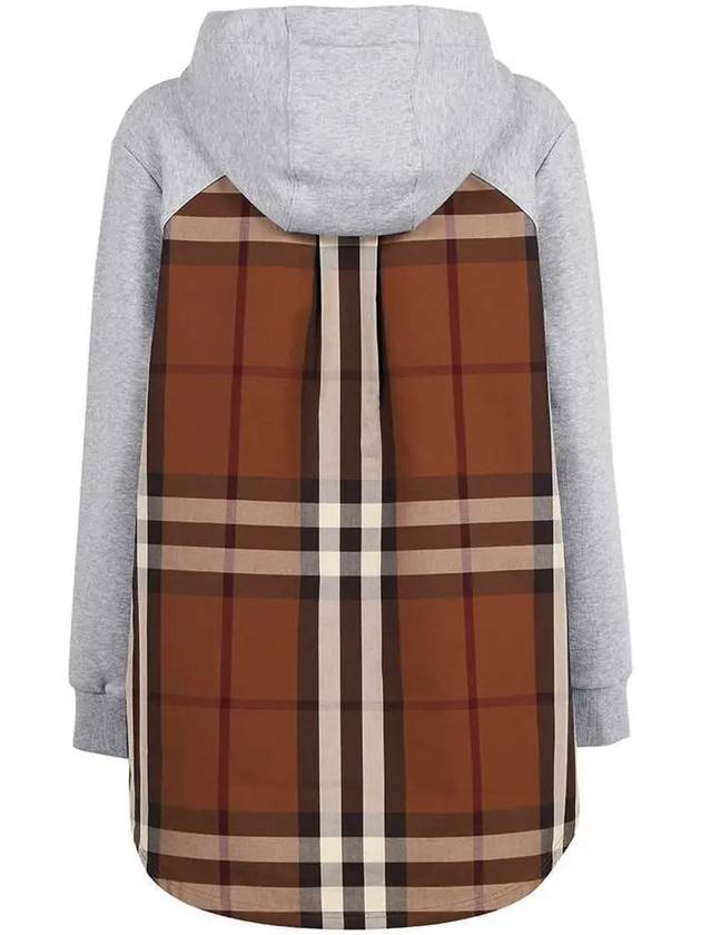 Check Panel Cotton Oversized Hoodie Melange Grey - BURBERRY - BALAAN 4