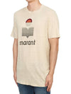 Karman Logo Linen Short Sleeve T-Shirt Ecru - ISABEL MARANT - BALAAN 3