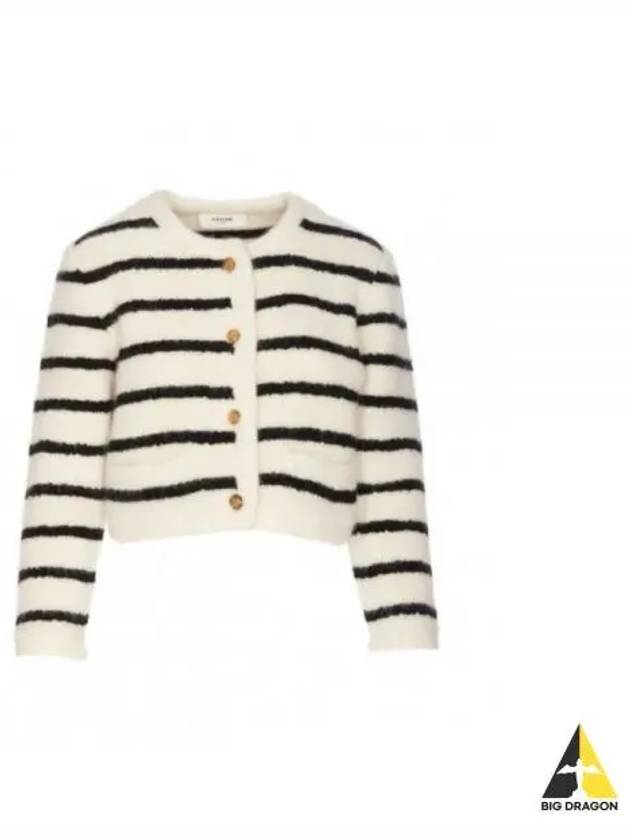 Stripe Cropped Cardigan Black Ecru - CELINE - BALAAN 2