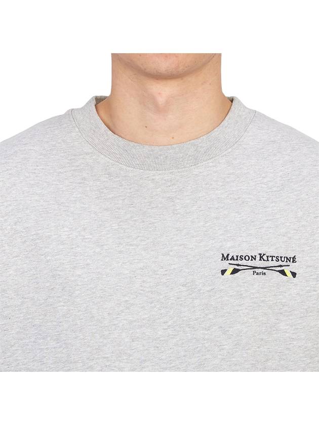 Oars Regular Crew Sweatshirt Light Grey Melange - MAISON KITSUNE - BALAAN 7