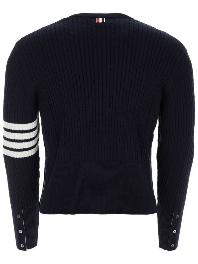 Baby Cable Cotton 4 Bar Crew Neck Knit Top Navy - THOM BROWNE - BALAAN 3