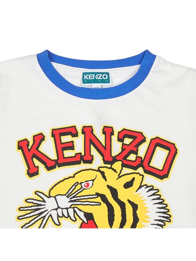 Kids Tiger Logo Print Short Sleeve T-Shirt White - KENZO - BALAAN 4