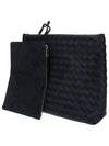 Intrecciato Document Clutch Bag Black - BOTTEGA VENETA - BALAAN 3