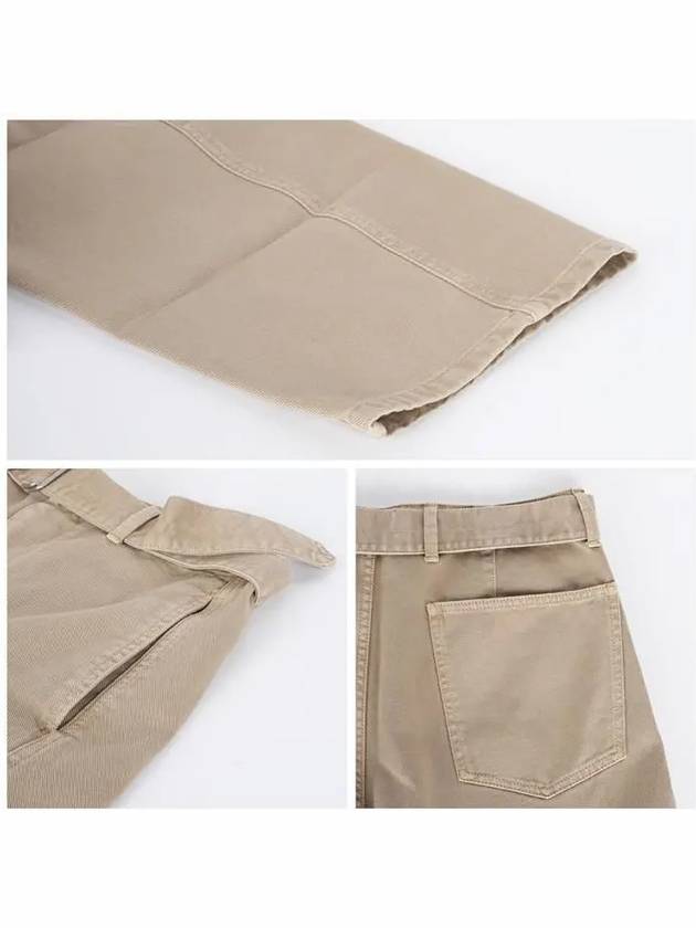 Twisted Belted Cotton Straight Pants Beige - LEMAIRE - BALAAN 7