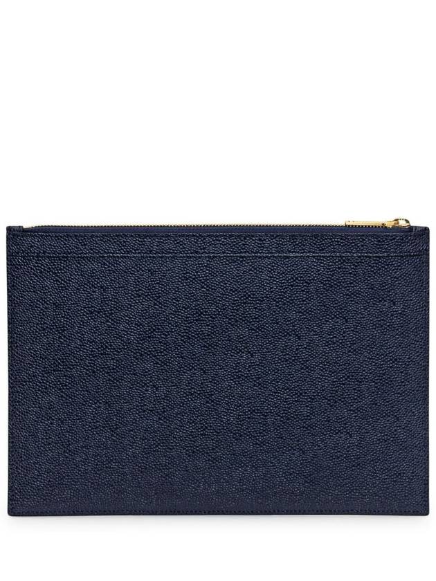 4-Bar Leather Small Clutch Bag Navy - THOM BROWNE - BALAAN 4