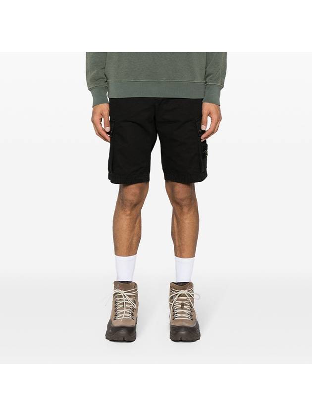 Logo Cotton Slim Cargo Shorts Black - STONE ISLAND - BALAAN 6