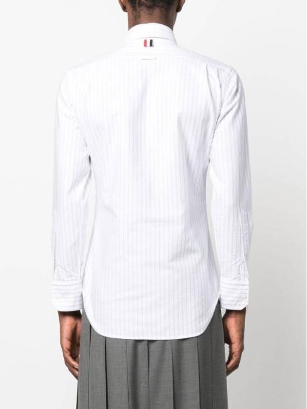 Pinstrip Oxford Long Sleeve Shirt Blue - THOM BROWNE - BALAAN 3