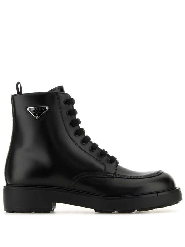 Brushed Leather Ankle Boots Black - PRADA - BALAAN 4