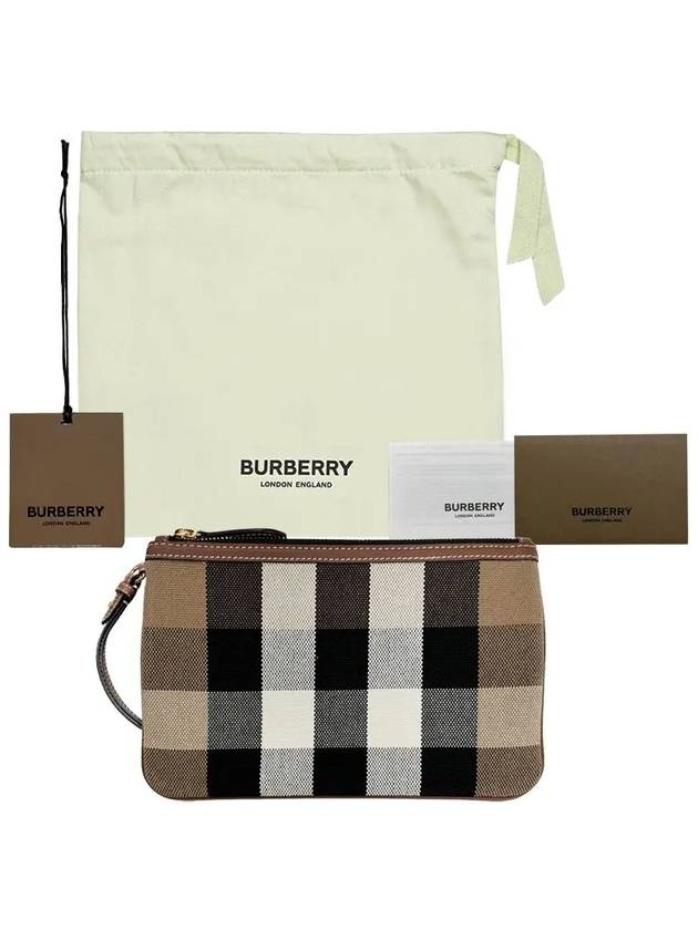 New Peyton Check Canvas Strap Clutch Bag Brown - BURBERRY - BALAAN 10